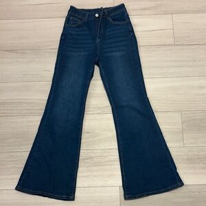 High-Rise Dark Indigo Flare Jeans for Women